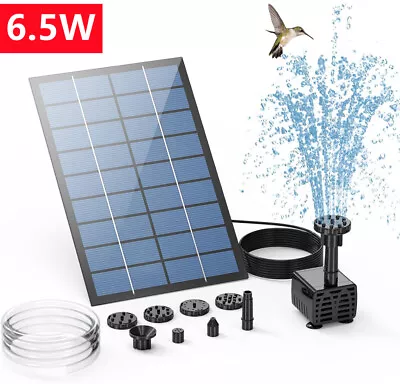 6.5W Solar Panel Powered Fountain Water Feature Pump Pond Pool Battery Backup • £7.99