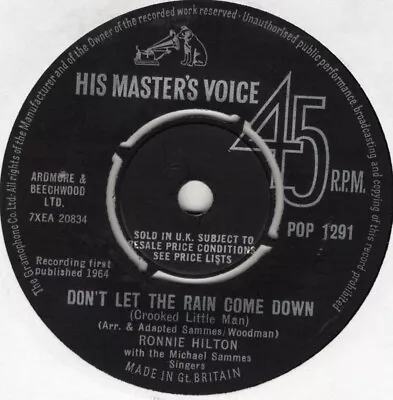 £1.25 • Buy Ronnie Hilton...don't Let The Rain Come Down....hmv..uk...45