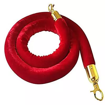 5 Ft Velvet Red Stanchion Rope Crowd Control Barrier Rope With Snap Hooks • $20.94