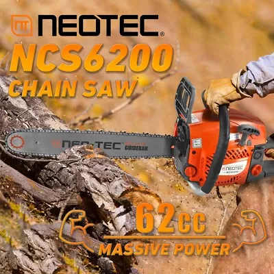 62cc Gas Powered Chainsaw With 20'' Guide Bar Saw Chain 2-Stroke Engine Cut Wood • $135.99