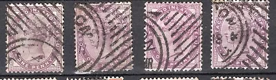 GB QV 1d Lilac With London Hoster Machine 1890's Postmarks Quartet • £3.50