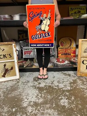 Antique Vintage Old Style Sign Gulf Oil Gulflex Made USA • $66.95