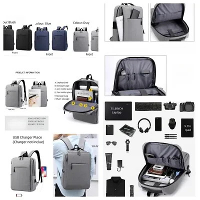 Backpack USB Charging Port Laptop Travel Business School Bag • $29.99