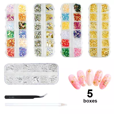 3D Nail Art Decoration Rhinestones Mix Glitter Diamond Crystal Gems Tips Set DIY • $6.90