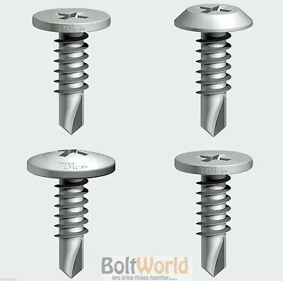 Low Pan Wafer Head Pancake Head Metal Framing Bolts Screws Self Drilling Steel  • £4.67