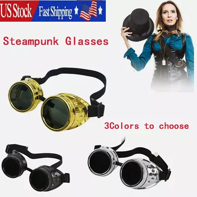 Steampunk Goggles Glasses Welding Gothic Sunglasses Women Men Eyewear • $8.59