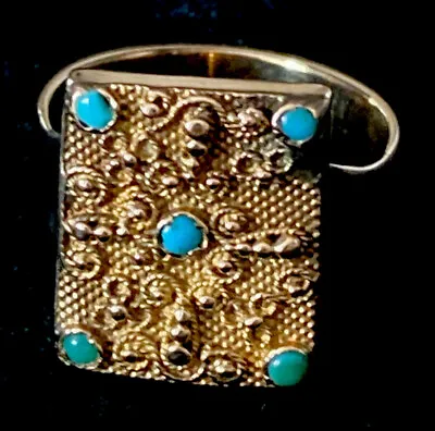 £375 • Buy Antique Georgian Cannetille Filigree 15ct Gold Turquoise Ring