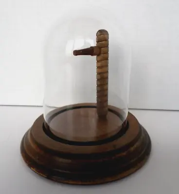 Vintage Wooden Base & Hook Glass Dome Display Case • $24.95