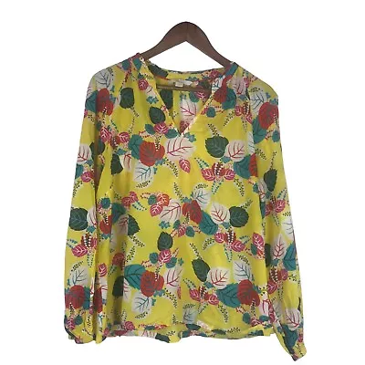 Boden Womens Heather Top Size 14 Daffodil Holiday Tropic Yellow Floral • $29.95