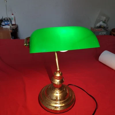 Lampada da scrivania ministeriale banchiere inglese verde tavolo studio