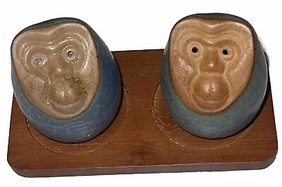 Vintage UCTCI Japan Stoneware Pottery Monkey Ape Salt & Pepper Shakers • $14.45