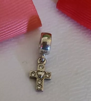 Authentic Pandora 790355cz Cross Charm Bead Dangle Clear Cz Retired  • $38