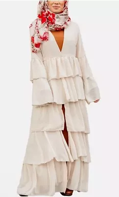New Urban Modesty  Women's Cascading Ruffle Maxi Cardigan Size XL Retail $108 • $65