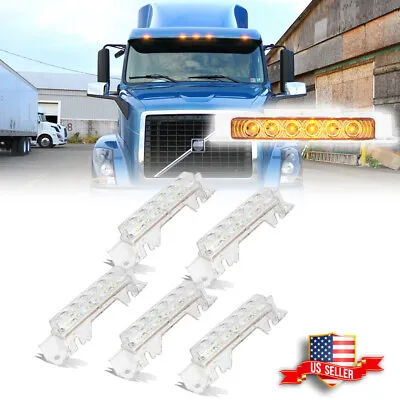 5PCS Clear Lens Amber LED Cab Roof Marker Lights For 2003-up Volvo VN/VNL Truck • $26.99