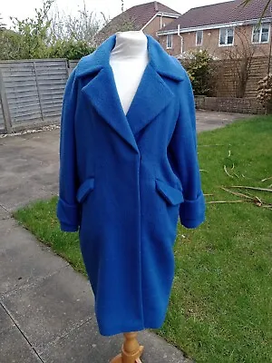Miss Selfridge Coat Size L Womens Blue Faux Fur Style Ladies Jacket  • £19.99