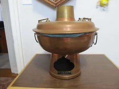 Vintage Mongolian Copper Hardwood Charcoal Hot Pot - Authentic - Needs Polished • $50