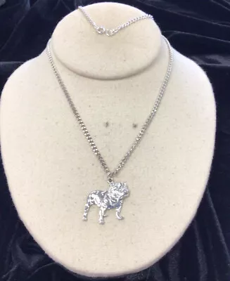 Vintage Silver Tone Costume Mac Trucks Bull Dog Pendant Necklace 24  II570 • $5.99