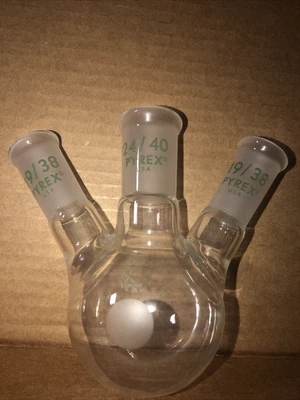 $9 • Buy PYREX 200ml 3-Neck Vacuum Distillation Flask Lab Glass Beaker Boiling Flask