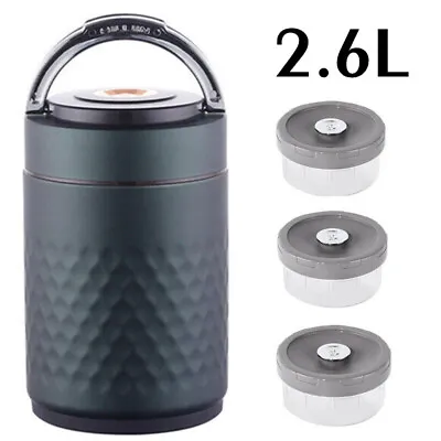 $52 • Buy 2.6L Stainless Steel Bento Box Insulated Thermal Food Jar Thermos Lunch Box
