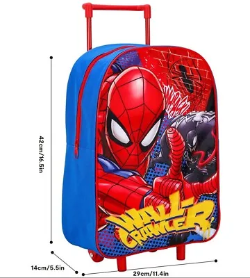 Marvel Spiderman Children's Trolley Suitcase Wheeled Bag Kids Luggage Comic • £15.99