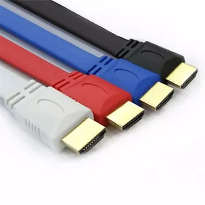 £2.45 • Buy Flat HDMI Cable HDMI 1.4 High Speed Gold Plated Male-Male 1080P 3D HDTV Lead