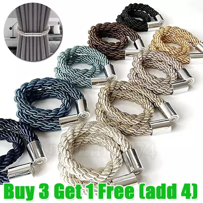 2PCS Magnetic Curtain Tiebacks Tie Backs Buckle Clips Weave Rope Holdbacks Home • £6.89