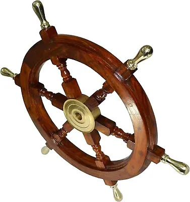 £90 • Buy Vintage Handmade Nautical Ship Wheel Wooden 24 Inch  Boat Pirate Home Decor