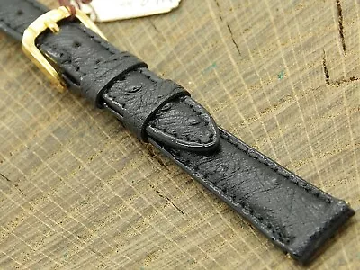 Vintage Cyma NOS Unused Black American Emu W Gold Tone Buckle Watch Band 12mm • $50.87