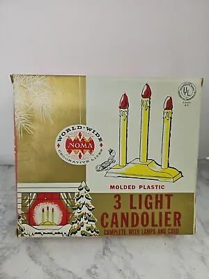 VTG Molded Plastic 3 Light Candolier Original Box World Wide Noma W Bulbs • $11.99