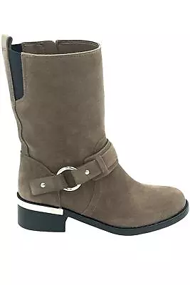 Vince Camuto Leather Buckle Mid Calf Boots Wellery Gray • $35.99