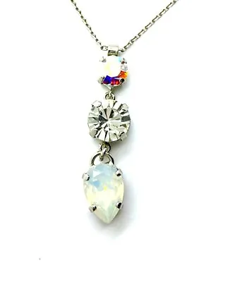 Mariana Necklace Pendant Triple Tier Round AB Clear & Pear Shape Opal Austri... • $98