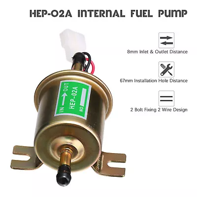 $9.99 • Buy 12V Universal Electric Fuel Pump 3-6PSI Inline Low Pressure Gas Diesel HEP-02A C