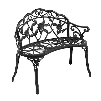 Outdoor Bench Garden Bench With Cast Aluminum Frame For 2 People W/Rose Pattern • $116.86