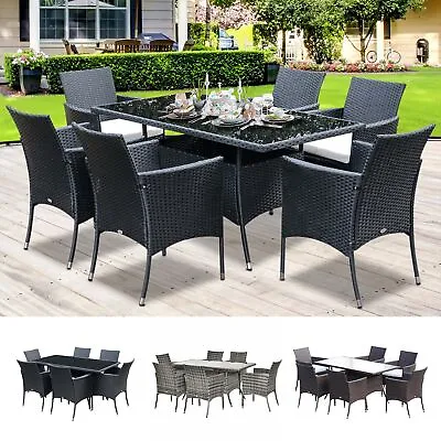 Rattan Dining Set Conservatory 7pcs Garden Furniture Seaters Patio Weave Outdoor • £378.99