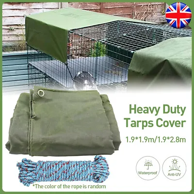 2M Army Canvas Heavy Duty Tarpaulin Cover Boat Log Store Roofing Sheet UK • £17.29