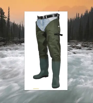 Vinlas Green Hip Waders Mens Size 12 Waterproof Boot Non-slip Sole Wader Hanger • $44.72