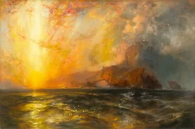 Thomas Moran :  Fiercely The Red Sun Descending...  — Giclee Fine Art Print • $25.99