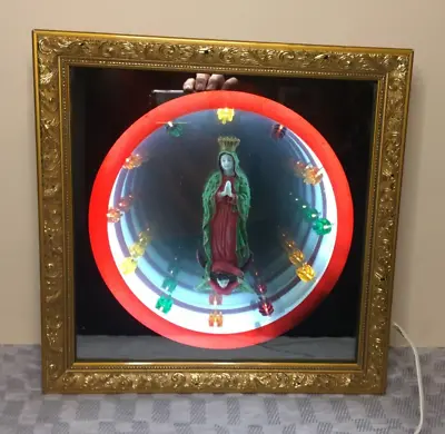 **Vintage INFINITY MIRROR NOVELTY LIGHT STATUE SHRINE 3D GILDED FRAME ~VIDEO • $82.49