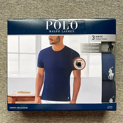 Polo Ralph Lauren Men's Size- L (42-44)  SLIM Fit Crew-Neck 3 Pack T-Shirts • $39