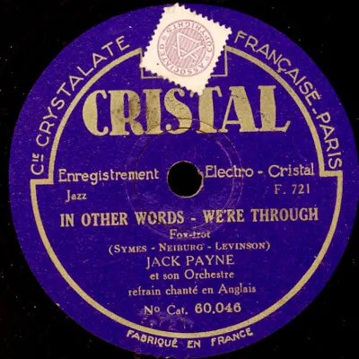 JACK PAYNE & VOCAL In Other Words - We'rre Through   78rpm Schellackplatte S6917 • £25.38