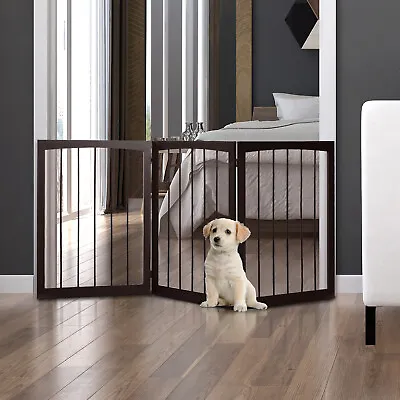 £34.99 • Buy Folding Pet Gate Dog Fence Child Safety Indoor Durable Free Standing Pine Wood