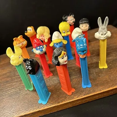 Vtg PEZ Dispenser Lot (14) Disney Smurfs Batman Garfield Bugs Bunny Tweety A • $17.99