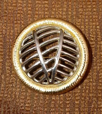 Vintage Art Deco Silver & Gold Metal Custom Jewelry Round Pin/Brooch • $34.99