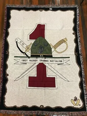 U.s. Marine Corps 1st Recruit Training Battalion Logo Insignia Blanket Rare Nos • $94.95