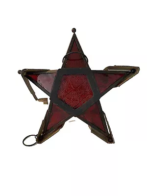 Red Moroccan Style Glass Star Tea Light Votive Candle Holder Lantern Hanging NOB • $17.49