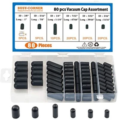 $10.87 • Buy BUSY-CORNER 80 Pieces Vacuum Cap Assortment Rubber Dropper ID From 5/32  To 3/8