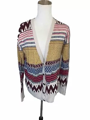 Mossimo Tribal Aztec Cardigan Sweater L Pink Beige  • $9.99
