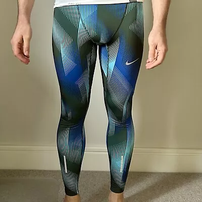 Blue Nike Men Lycra Running Gym Tights S • £14.99