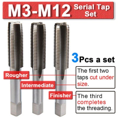 £5.49 • Buy HSS Metric Taper & Set Tungsten Steel Thread Cutter M3 M4 M5 M6 M8 M10 M12 Set 3