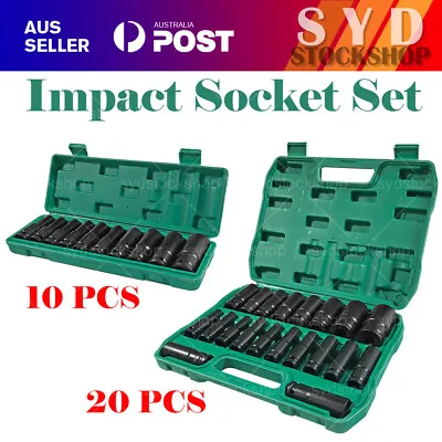 $14.92 • Buy 10/20pcs 8-32mm 1/2  Impact Socket Set Metric Imperial Drive Air Garage Deep AU